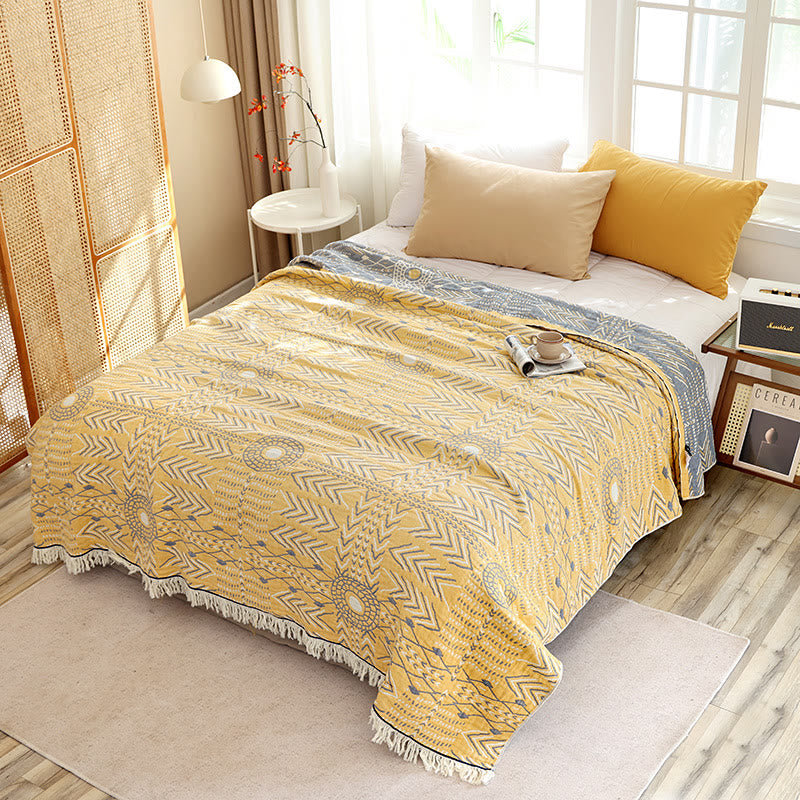 Couette réversible en coton doux à motif géométrique