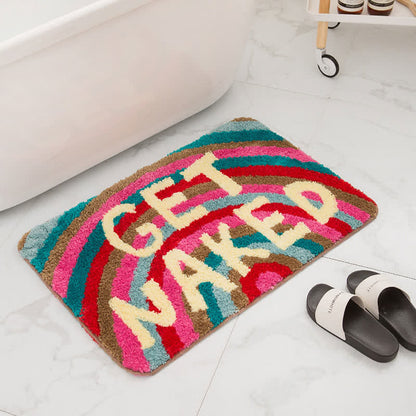 Tapis de bain doux et antidérapant avec motif arc-en-ciel et lettres
