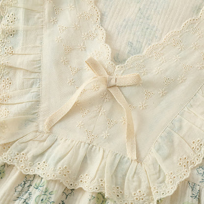 Chemise de nuit pastorale en gaze de coton double épaisseur