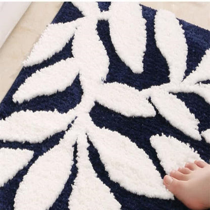 Tapis de bain doux et antidérapant avec motif de feuilles