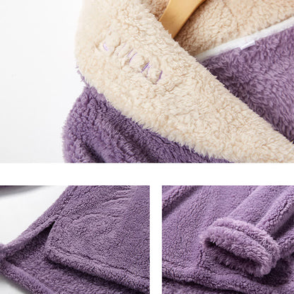 Ownkoti Ensemble de vêtements d'intérieur simple et chaud à col en V pour l'hiver