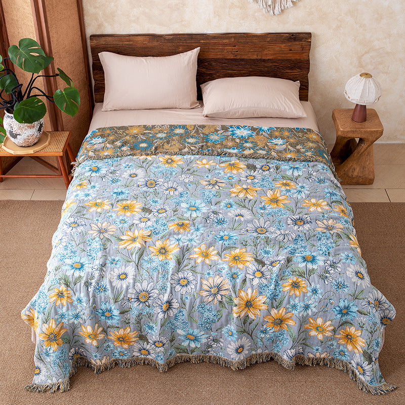 Couette en gaze à franges et motif floral vintage Ownkoti - Reine - image 0