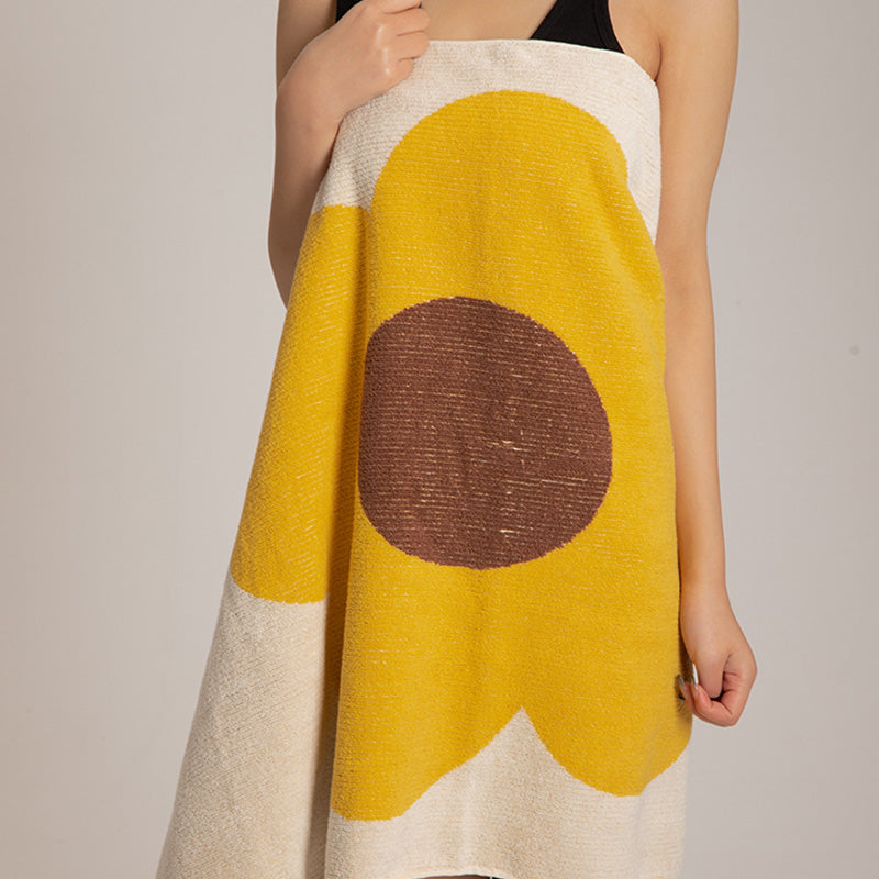 Serviette en coton respirant avec motif floral et design en blocs de couleurs