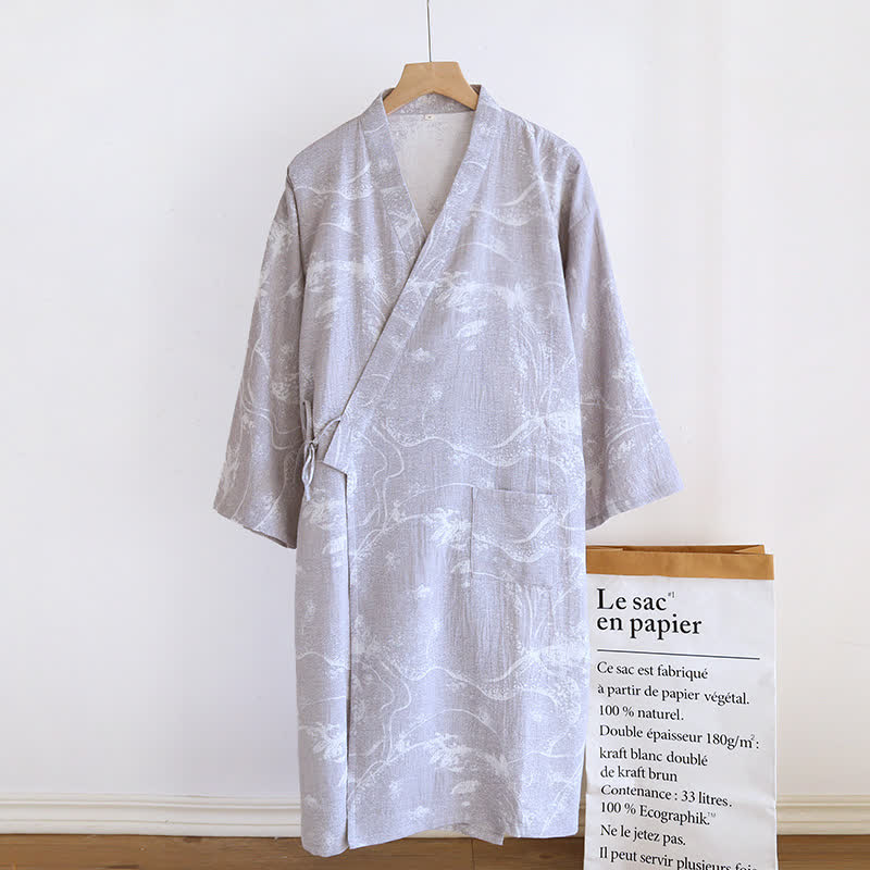 Pyjama peignoir confortable avec peinture à l'encre jacquard