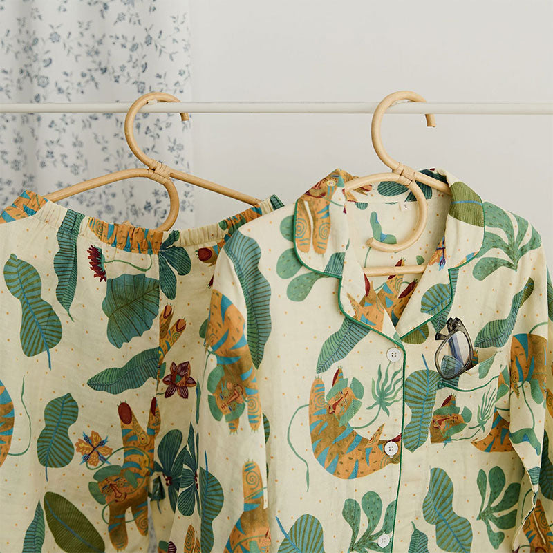 Ensemble de vêtements de détente à motif de plantes tigrées mignonnes