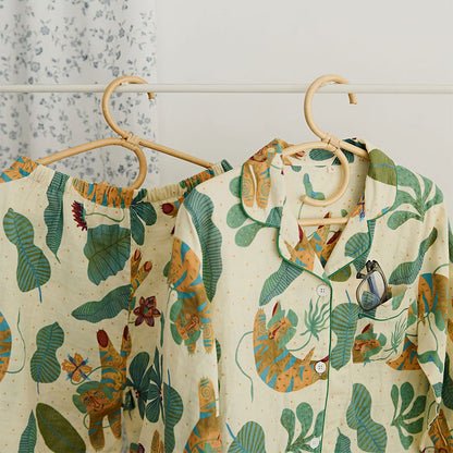 Ensemble de vêtements de détente à motif de plantes tigrées mignonnes