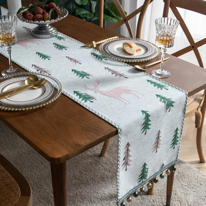 Chemin de table de Noël Ownkoti avec pompon