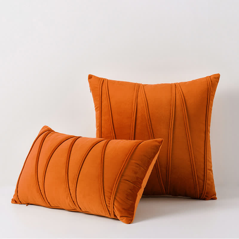 Housse de coussin décorative en velours doux à motif rayé