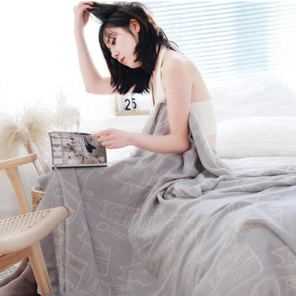 Couverture réversible en coton Ownkoti avec imprimé chat