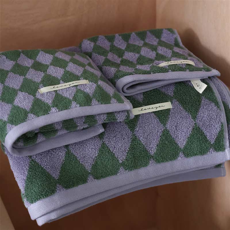Ensemble de serviettes de bain carrées en coton à carreaux vintage Ownkoti