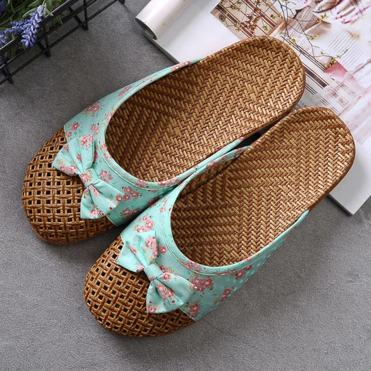 Chaussons plats respirants avec nœud rétro