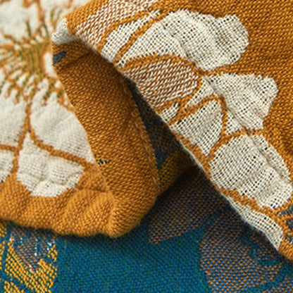 Serviette oreiller en gaze de coton à fleurs jaunes (2 pièces)