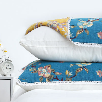 Serviette-oreiller en coton doux Ownkoti à motif floral rétro (lot de 2)