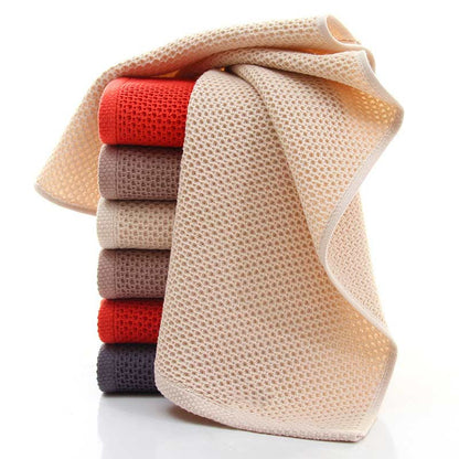 Serviettes en coton simples Ownkoti, lot de 3 serviettes carrées à motif nid d'abeille