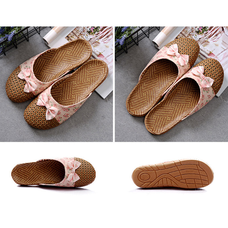 Chaussons plats respirants avec nœud rétro
