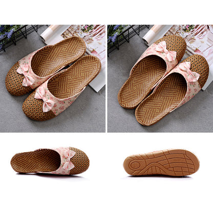 Chaussons plats respirants avec nœud rétro