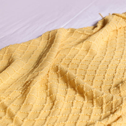 Ownkoti – Couverture tricotée avec motif prisme et pompons