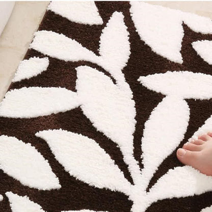 Tapis de bain doux et antidérapant avec motif de feuilles