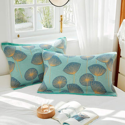 Serviette oreiller en gaze de coton à imprimé pissenlit (2 pièces)