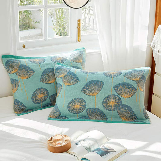 Serviette oreiller en gaze de coton à imprimé pissenlit (2 pièces)