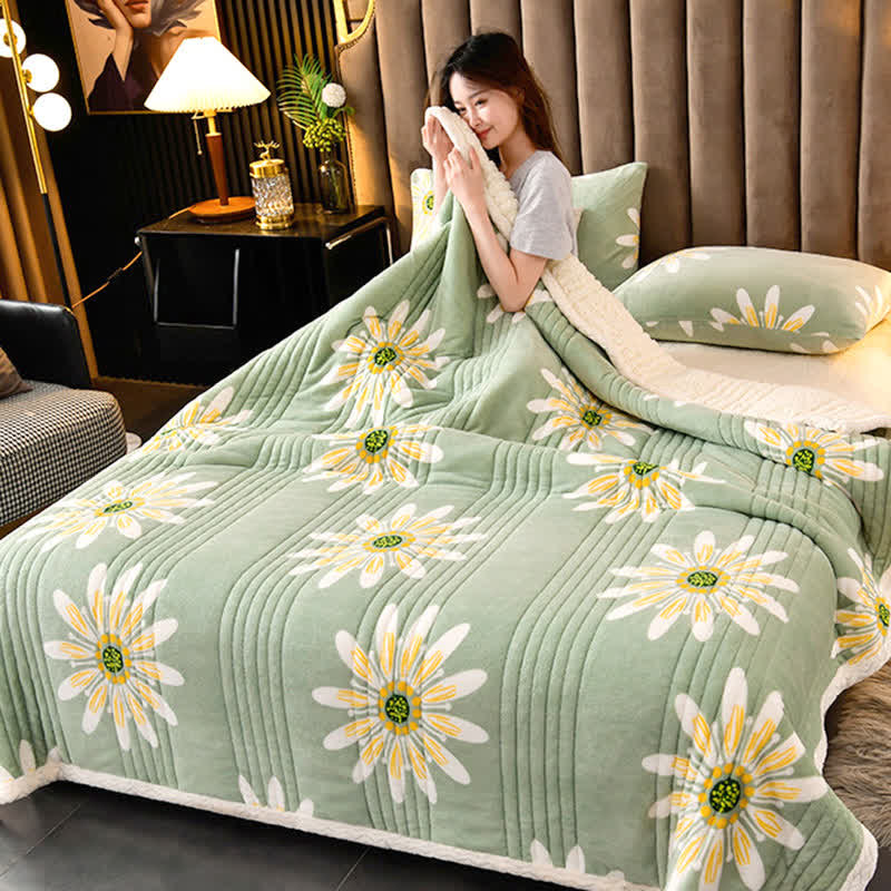 Couverture épaisse, douce et moelleuse avec motif floral