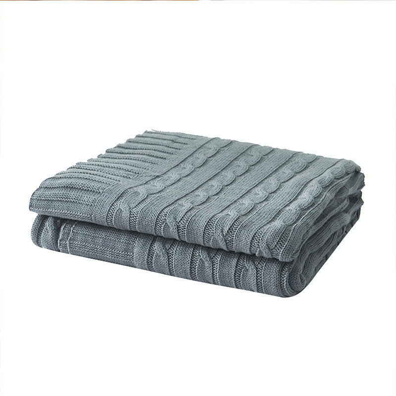 Couverture de canapé en coton tricoté uni Ownkoti