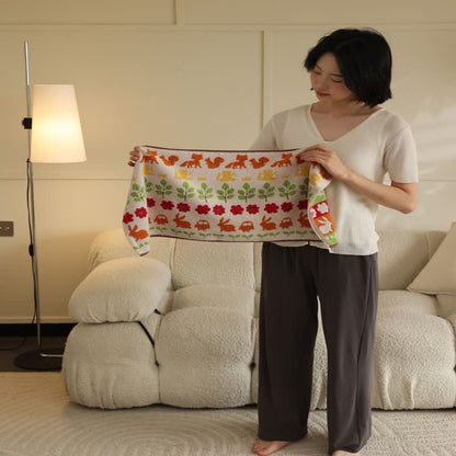 Serviette de bain en coton doux avec motif animal et fleur