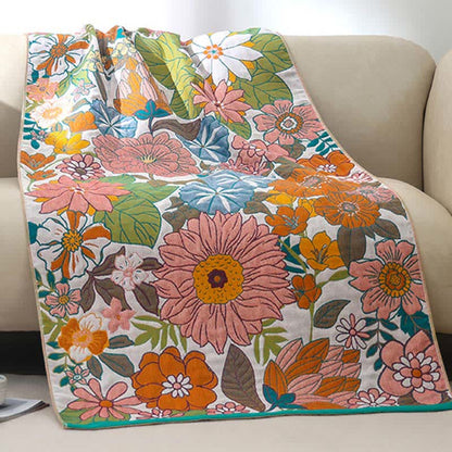 Serviette de plage en gaze de coton à séchage rapide avec motif floral