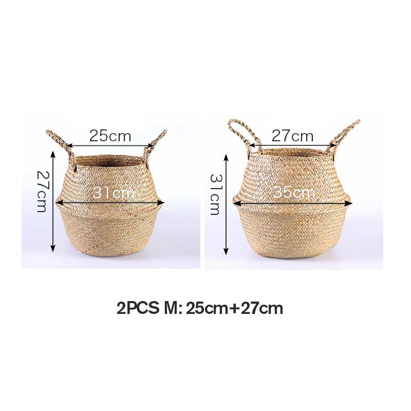 Panier en jonc de mer tissé Ownkoti, panier de rangement pour pots de fleurs (lot de 2)