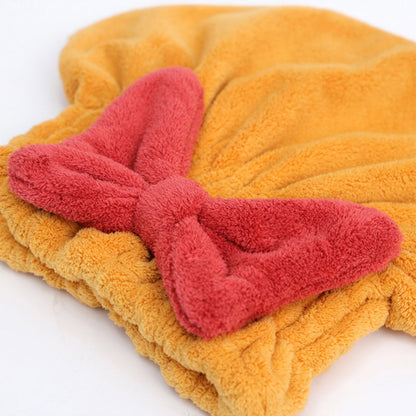 Bonnet séchant les cheveux avec nœud et élastique