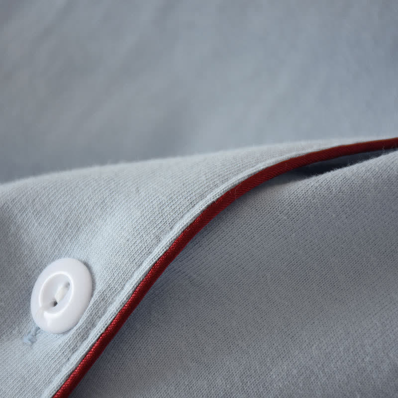 Chemise de nuit en coton uni avec patte de boutonnage