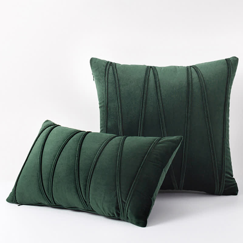 Housse de coussin décorative en velours doux à motif rayé