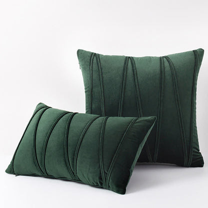 Housse de coussin décorative en velours doux à motif rayé