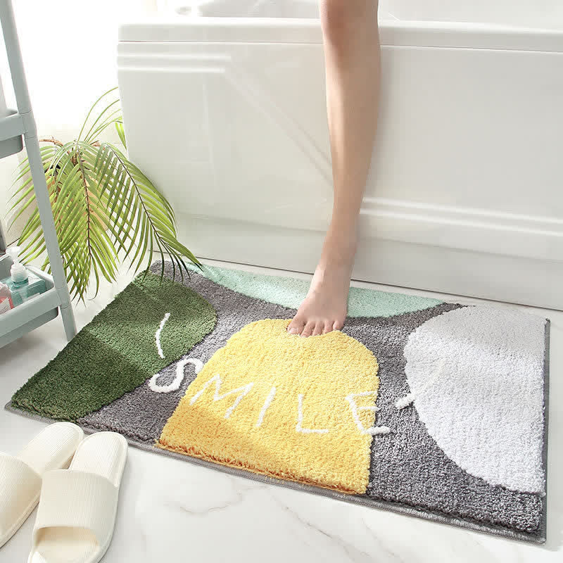 Tapis de salle de bain doux et antidérapant Ownkoti avec motif de feuilles