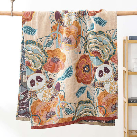 Serviette de bain réversible en coton motif panda mignon
