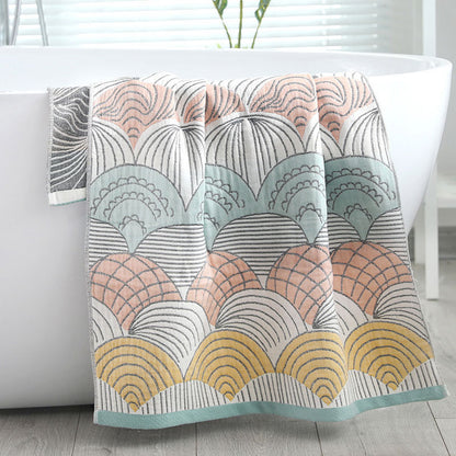 Serviette de plage Ownkoti en coton jacquard avec imprimé coquillage