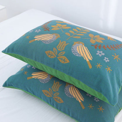 Taies d'oreiller en gaze de coton à motif floral bohème (lot de 2)
