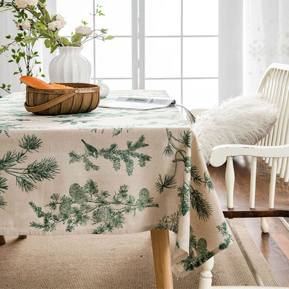 Nappe en coton et lin avec motif Pine Bird