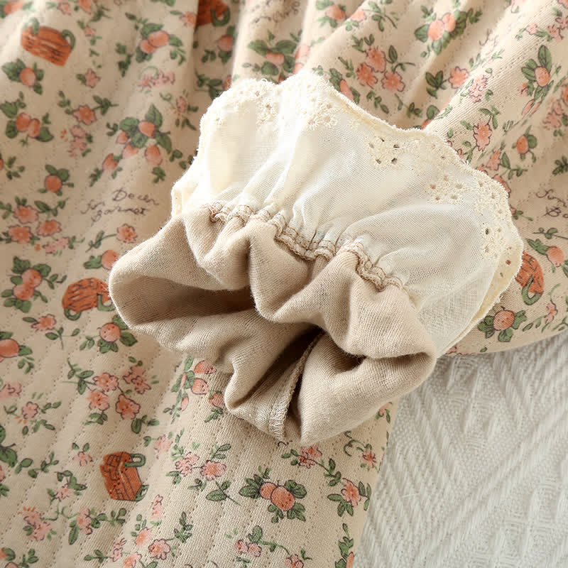 Ensemble de vêtements de détente en coton de style roseraie vintage