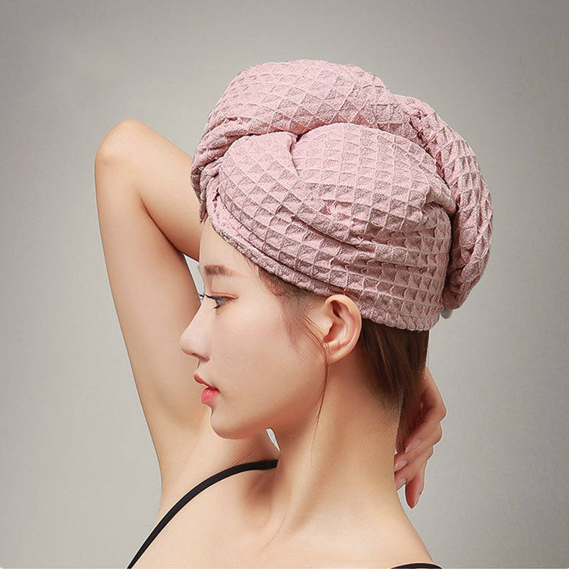 Serviette sèche-cheveux avec motif gaufré et boutons