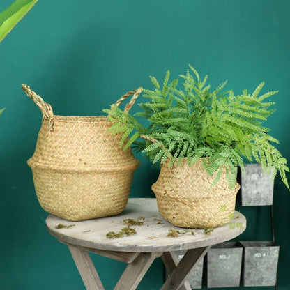 Panier en jonc de mer tissé Ownkoti, panier de rangement pour pots de fleurs (lot de 2)