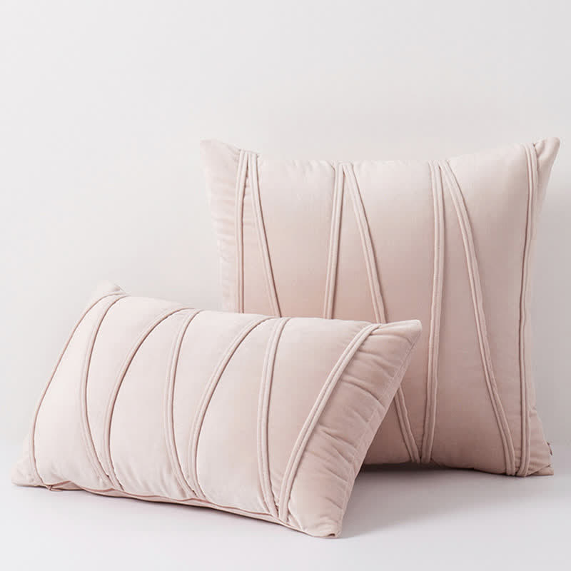Housse de coussin décorative en velours doux à motif rayé