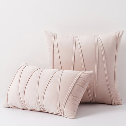 Housse de coussin décorative en velours doux à motif rayé