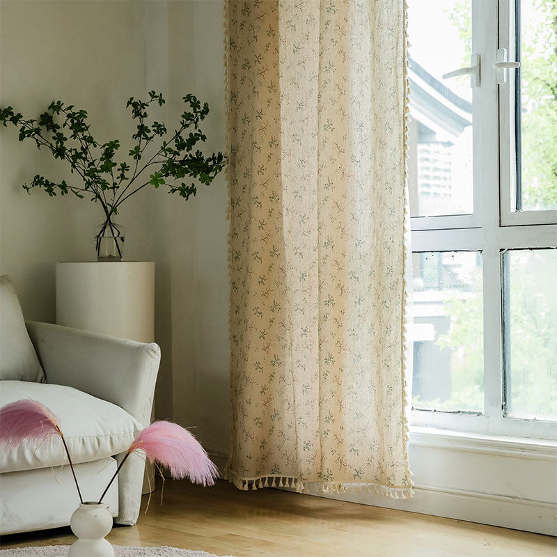 Rideau filtrant la lumière de style campagnard avec motif floral