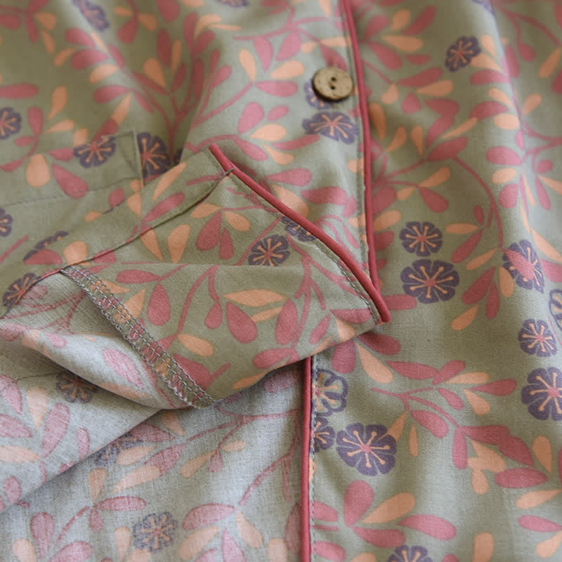 Ensemble de vêtements d'intérieur en coton et soie à fleurs - image 8