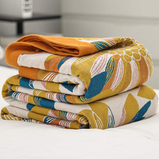 Couette réversible en coton Ownkoti à imprimé floral jaune