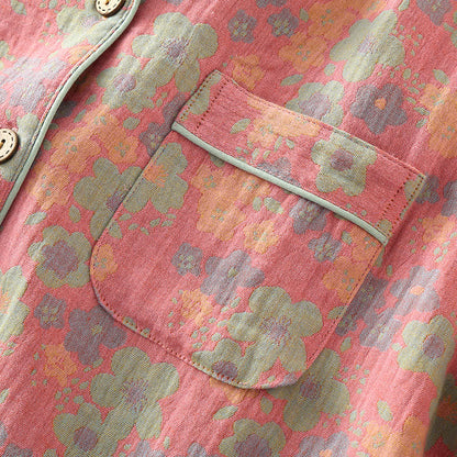 Ensemble de vêtements d'intérieur en gaze de coton à fleurs de prunier