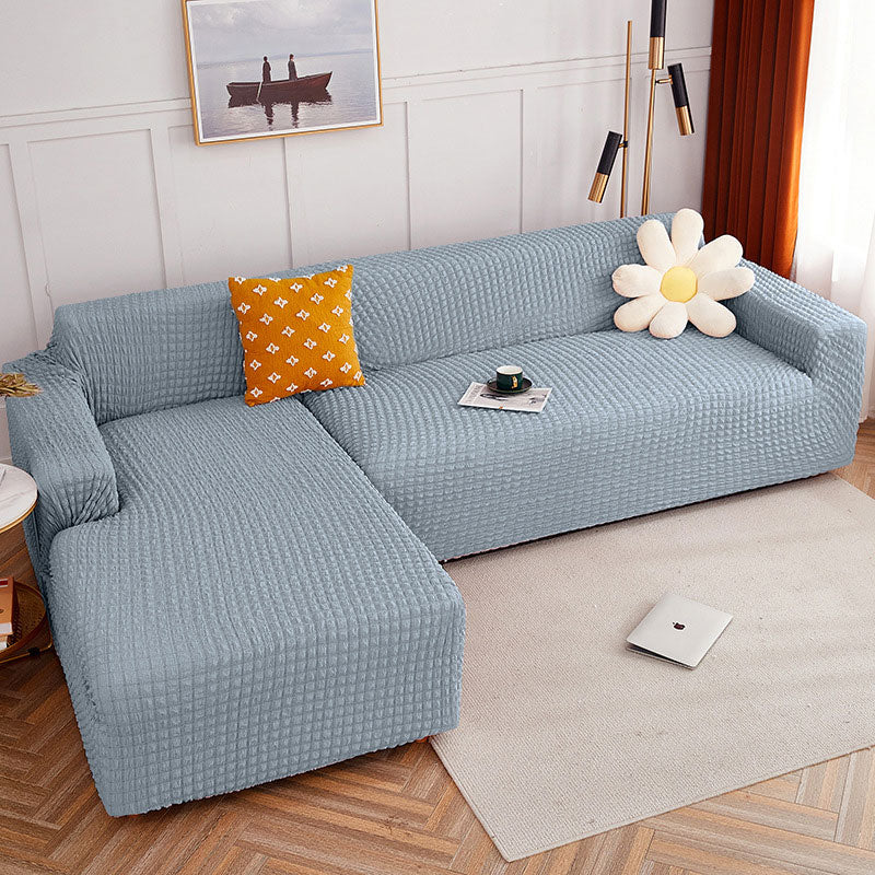 Housse de canapé extensible en seersucker couleur pure Ownkoti