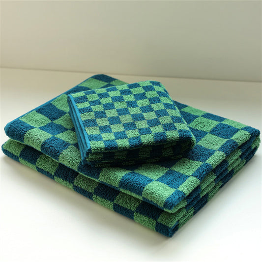 Serviette en coton respirant avec motif damier rétro