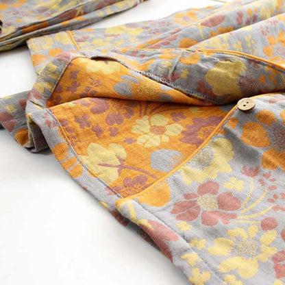 Ensemble de vêtements d'intérieur en coton jaune avec revers à motif marguerites